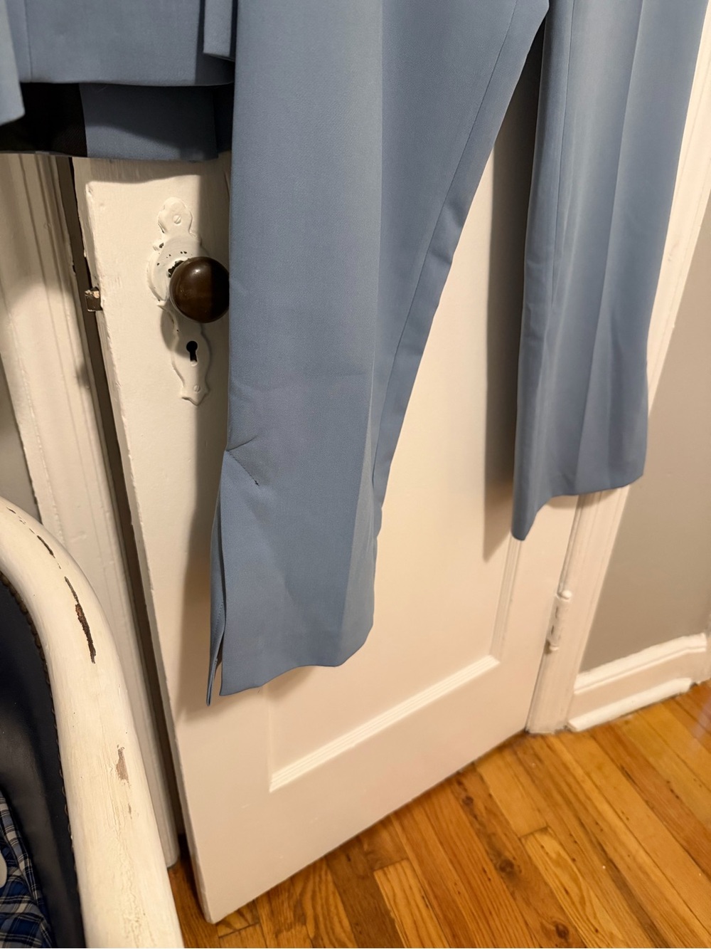 Zara Dusty Blue Crewneck Blouse